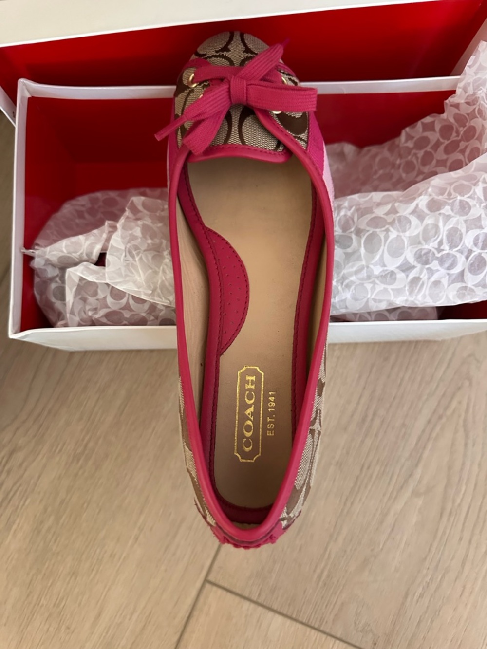 COACH Women's Signature Canvas Ballet Flat in Pink
